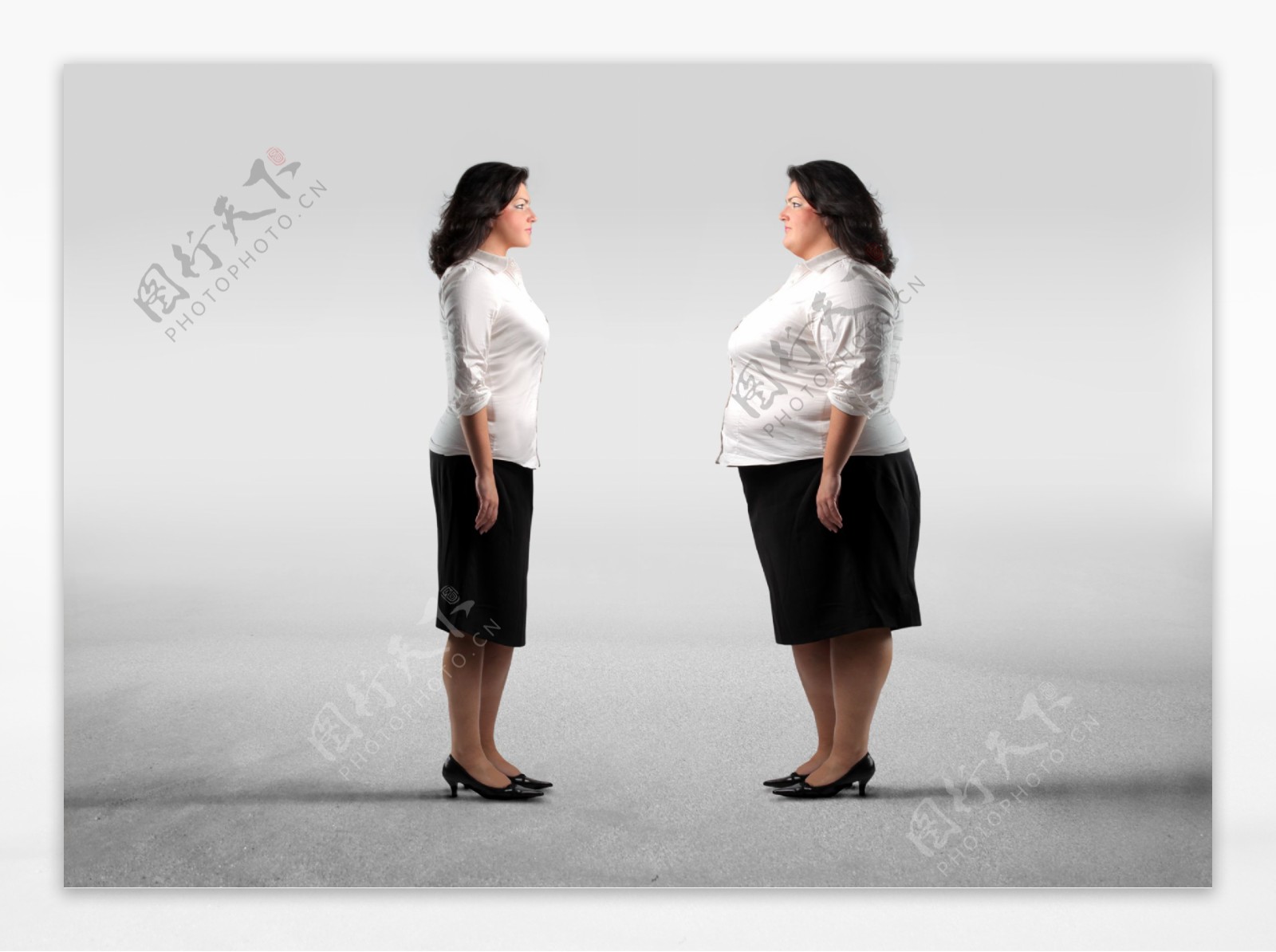 瘦身美女与胖女人图片