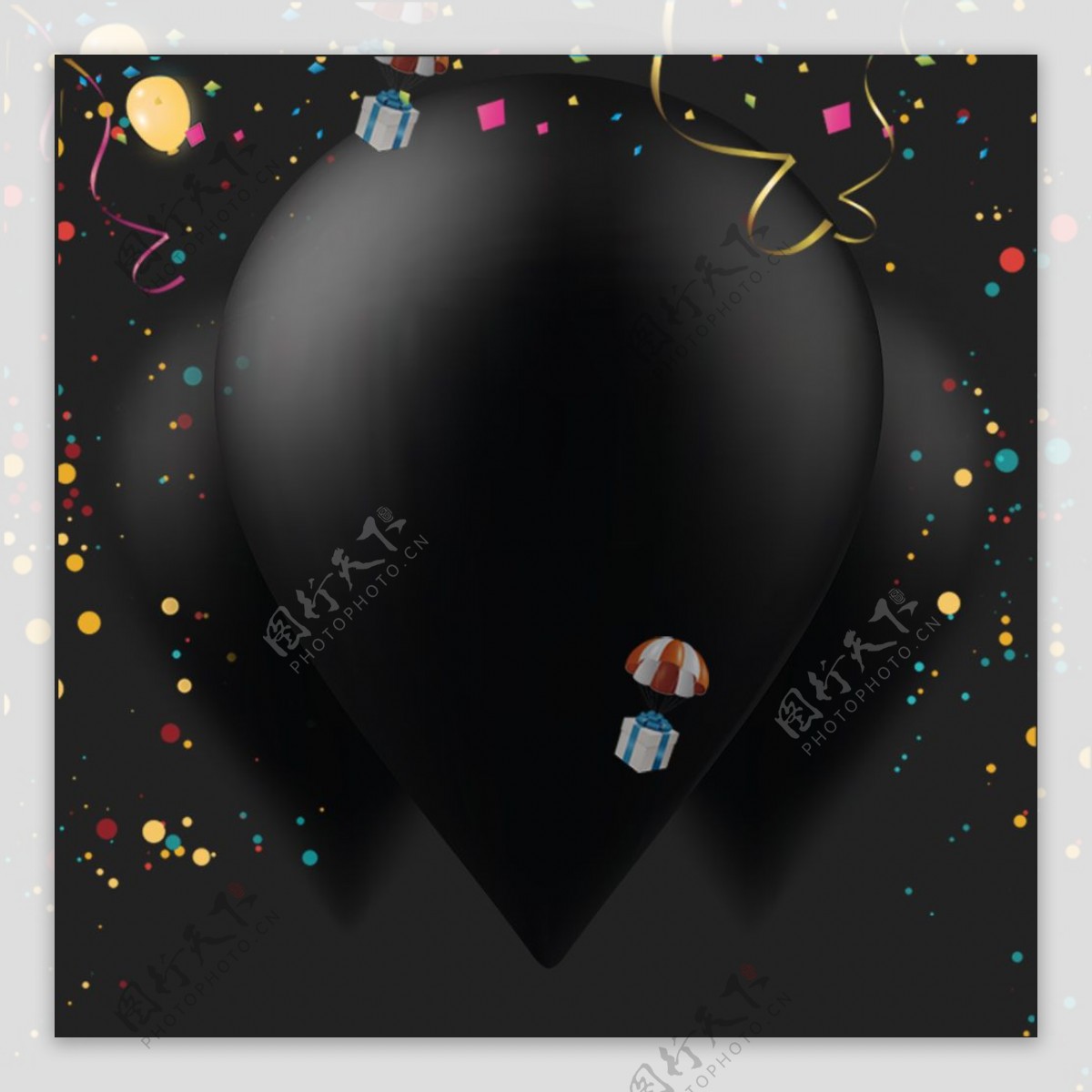 黑金气球庆典渐变主图背景素材psd模板