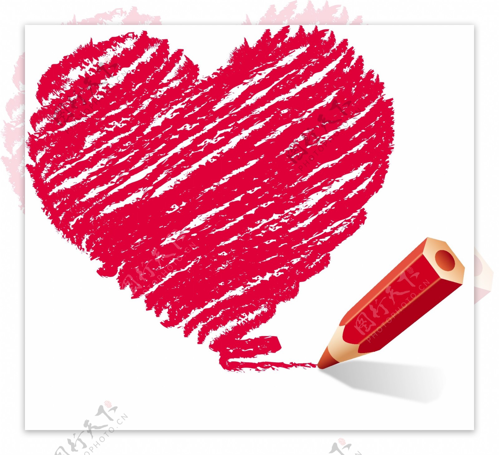 红色彩铅手绘爱心