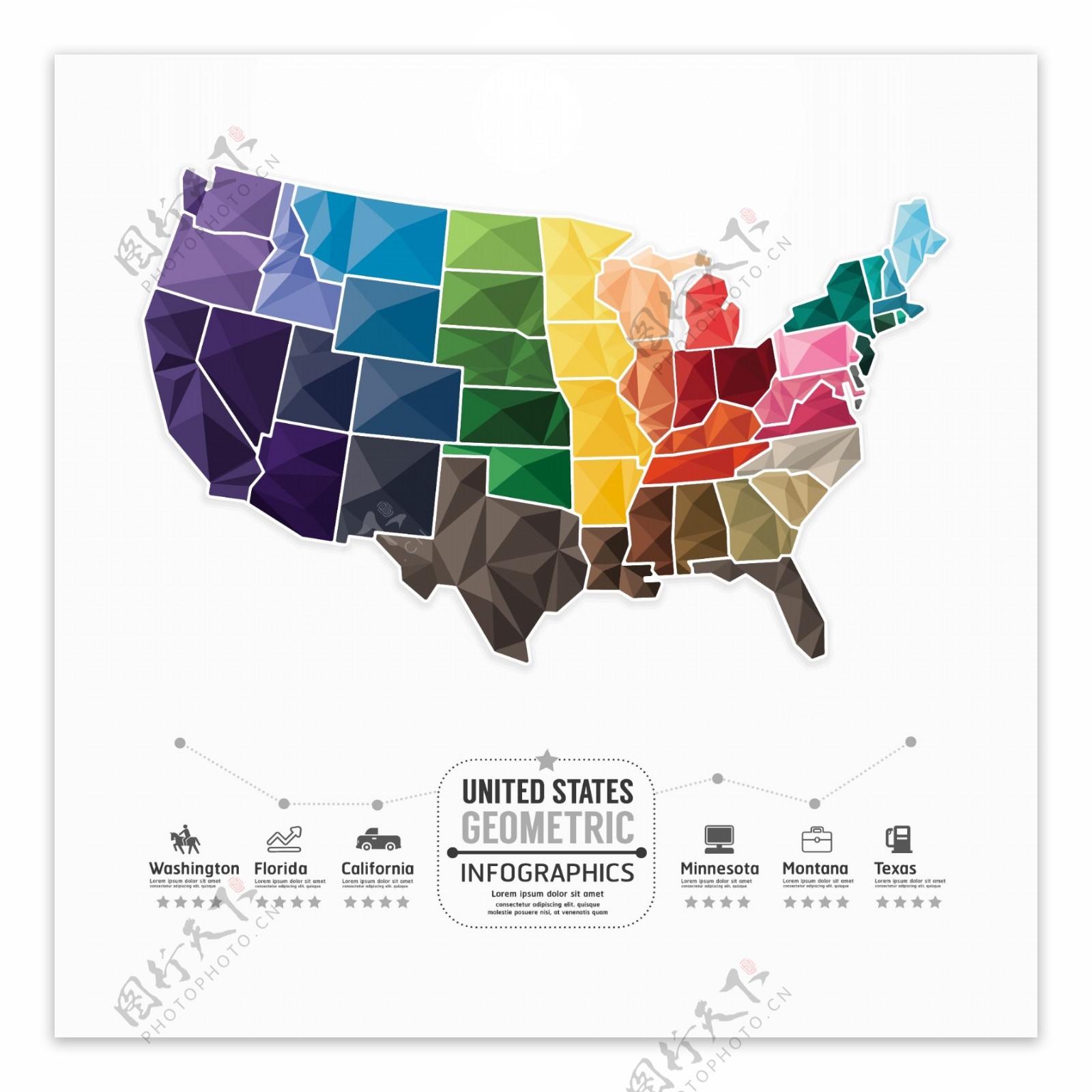 彩色地图信息图表