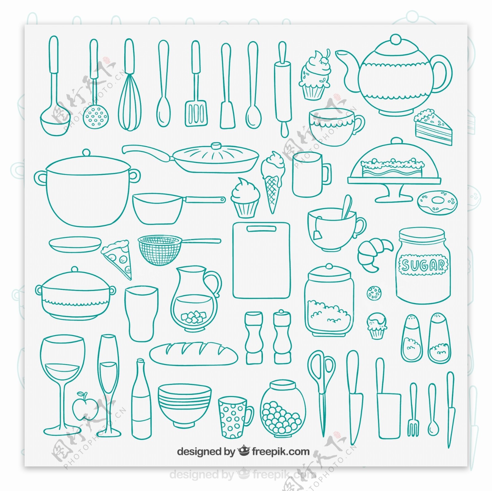 51款厨房用品与食物矢量素材