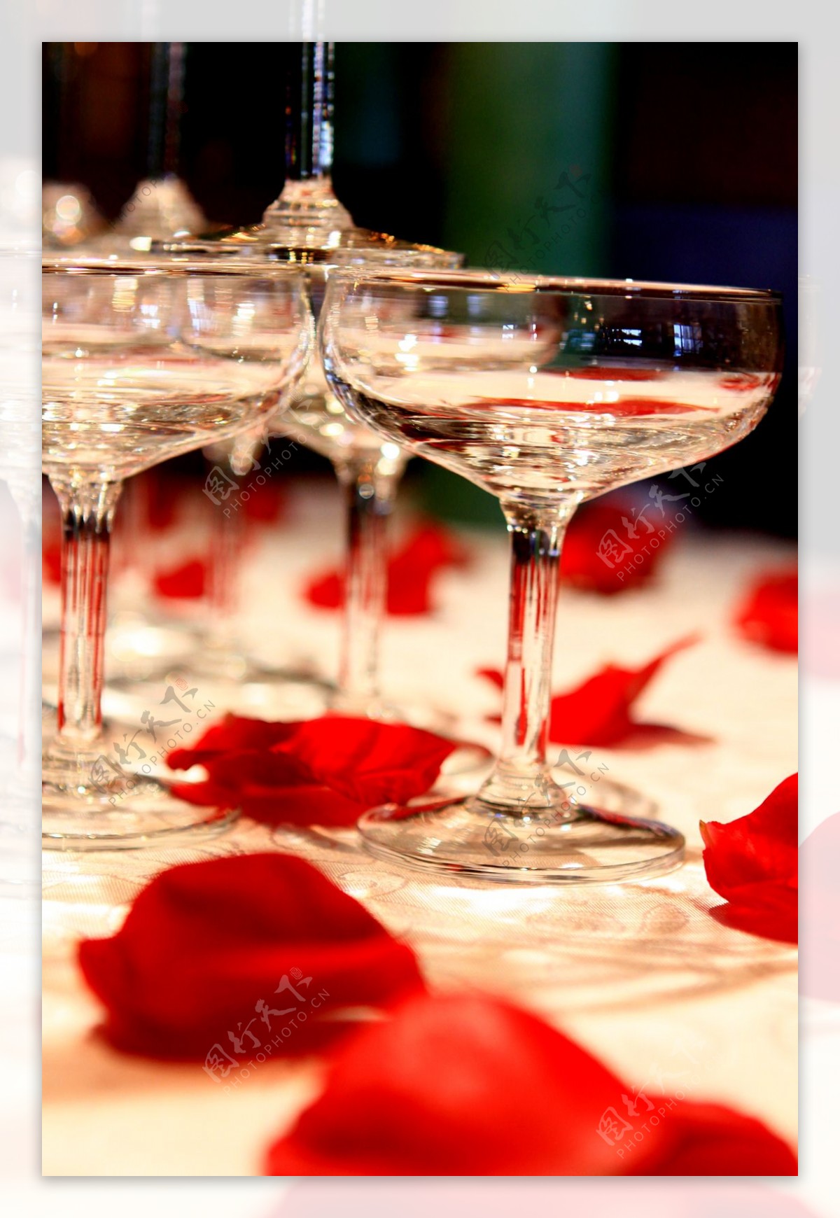 浪漫玫瑰香槟杯图片