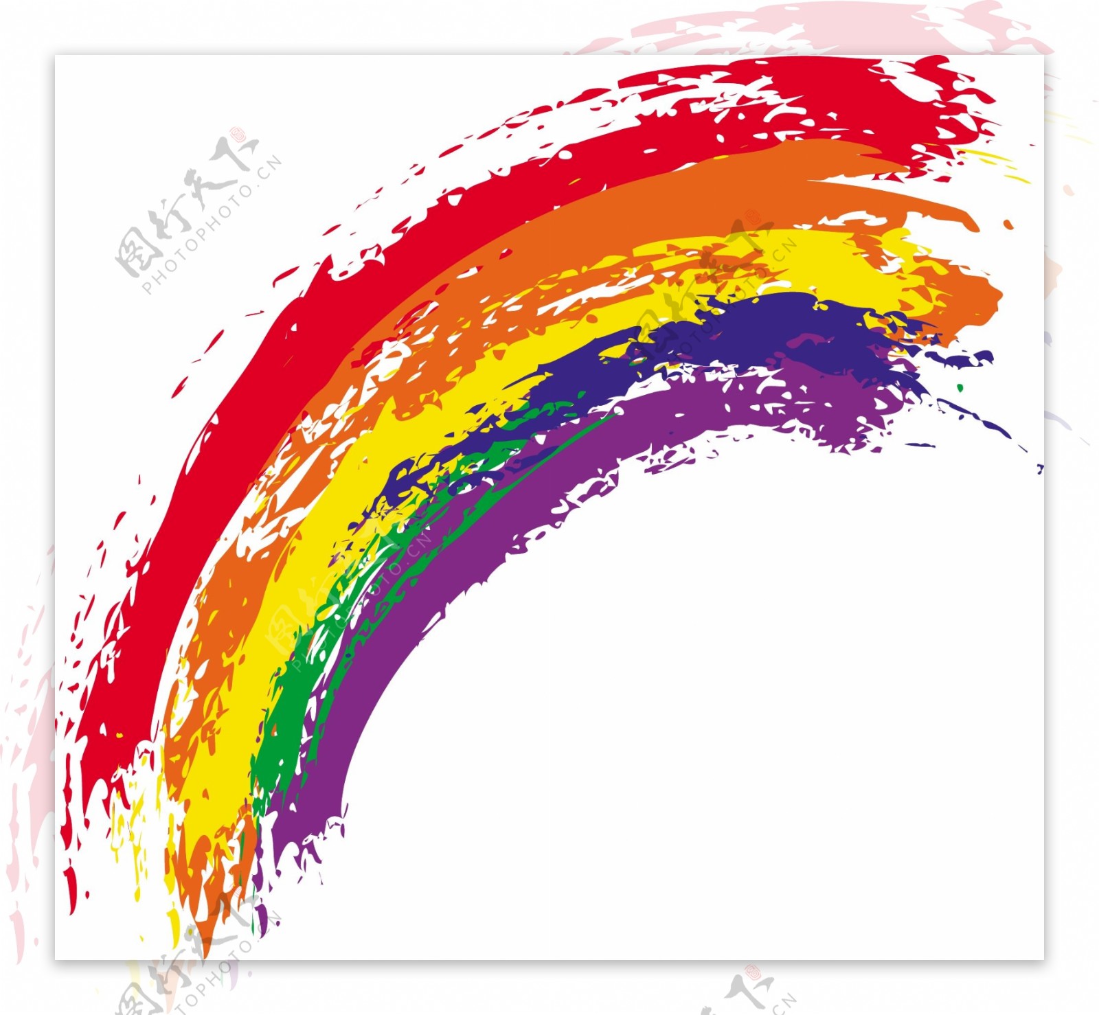水彩涂鸦彩虹矢量素材