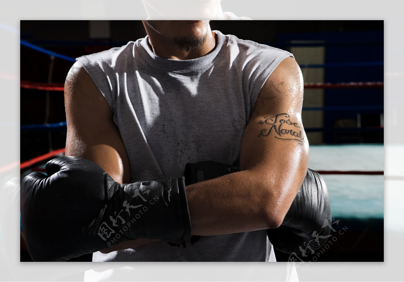 拳击手健壮肌肉特写图片图片
