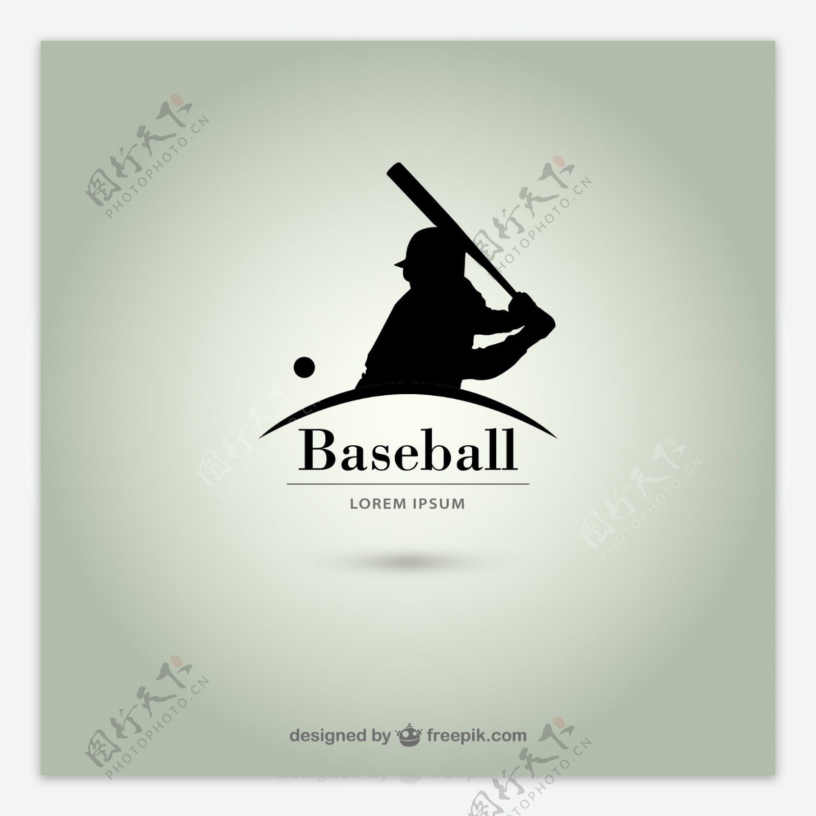 棒球运动员剪影标志