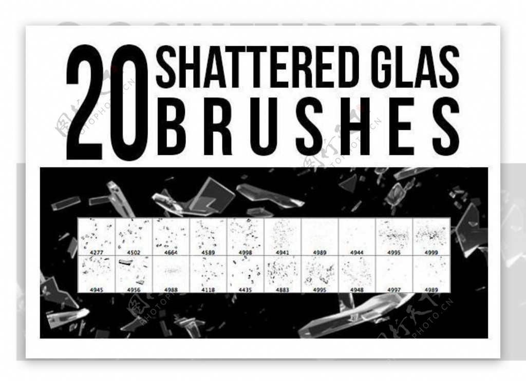 20种玻璃碎片破碎碎玻璃Photoshop笔刷素材