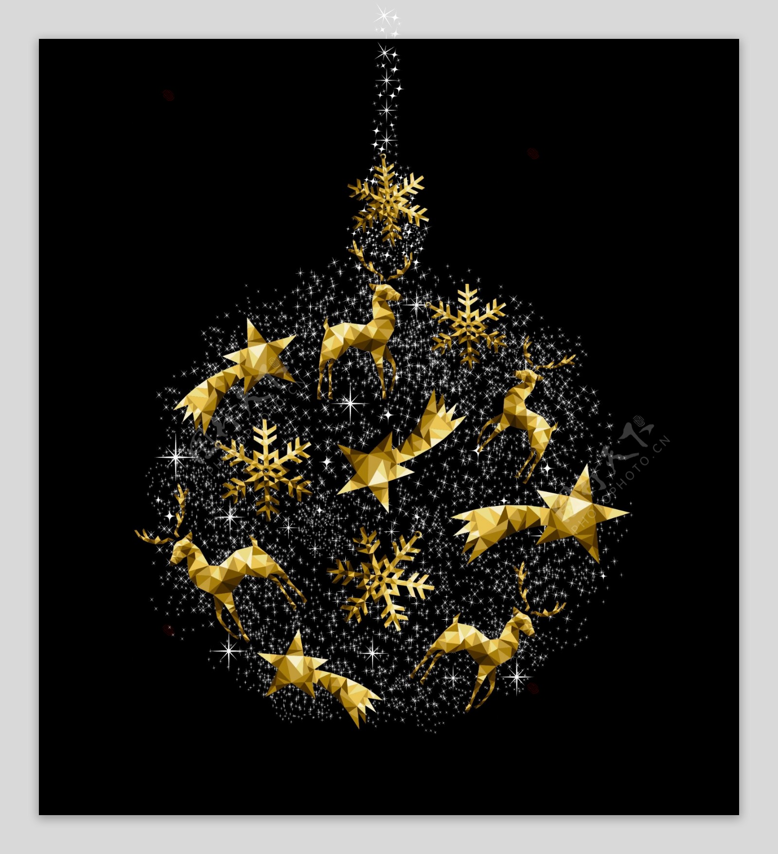 圣诞球金色新年装饰雪花铃铛矢量素材