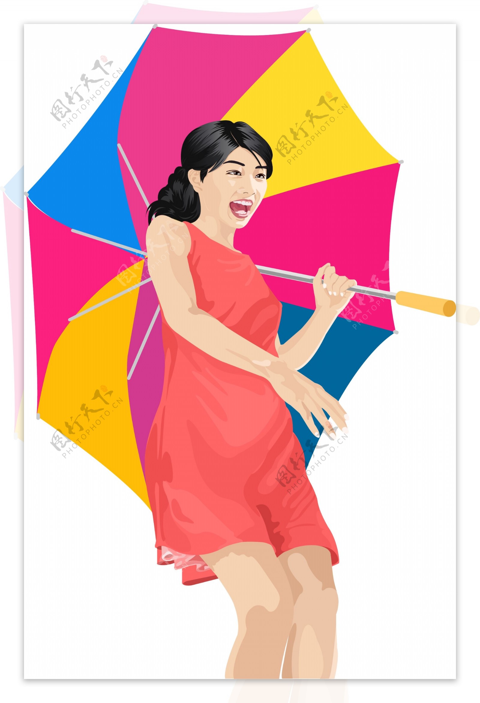 公园里打伞的女人高清摄影大图-千库网