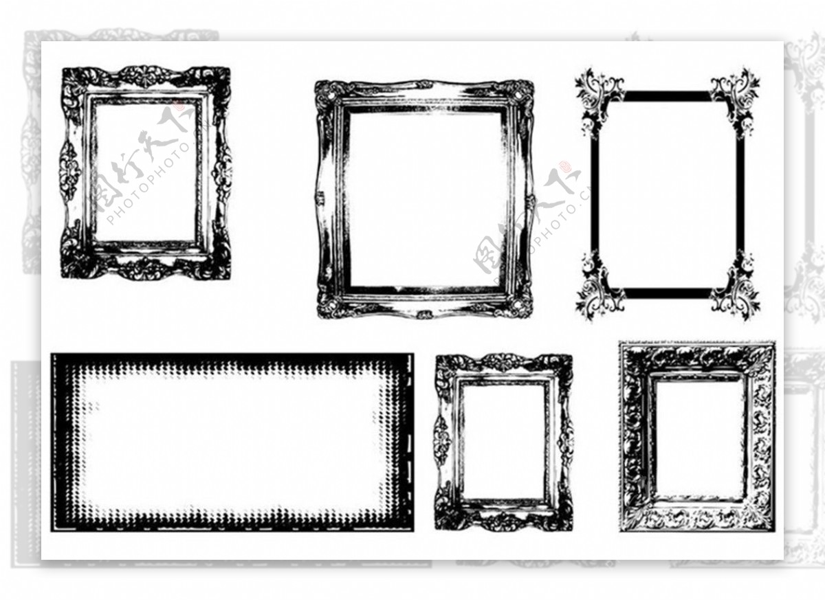 复古式画框相框图形元素photoshop自定义形状素材.csh下载