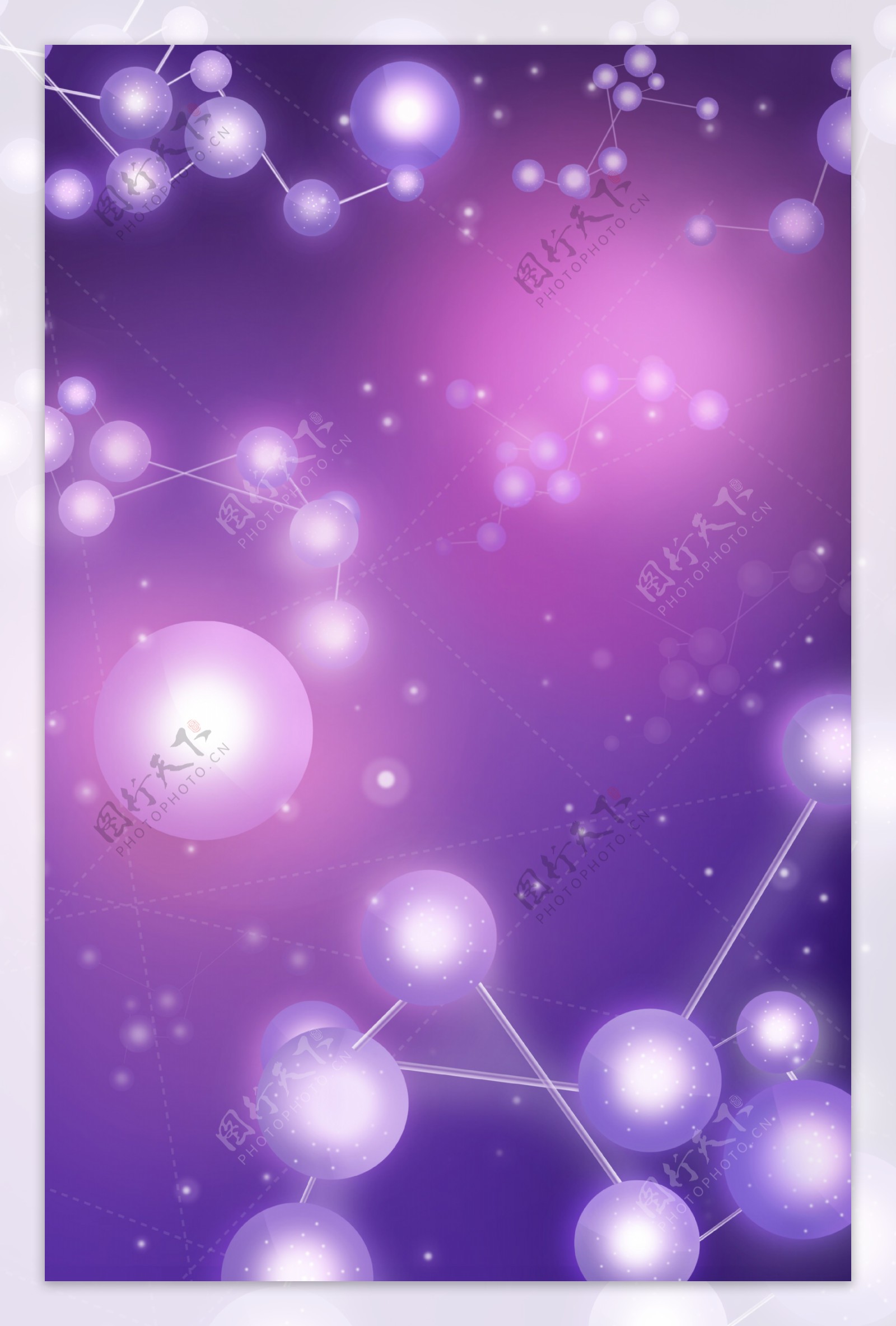 白色珍珠立体链接紫色手机背景