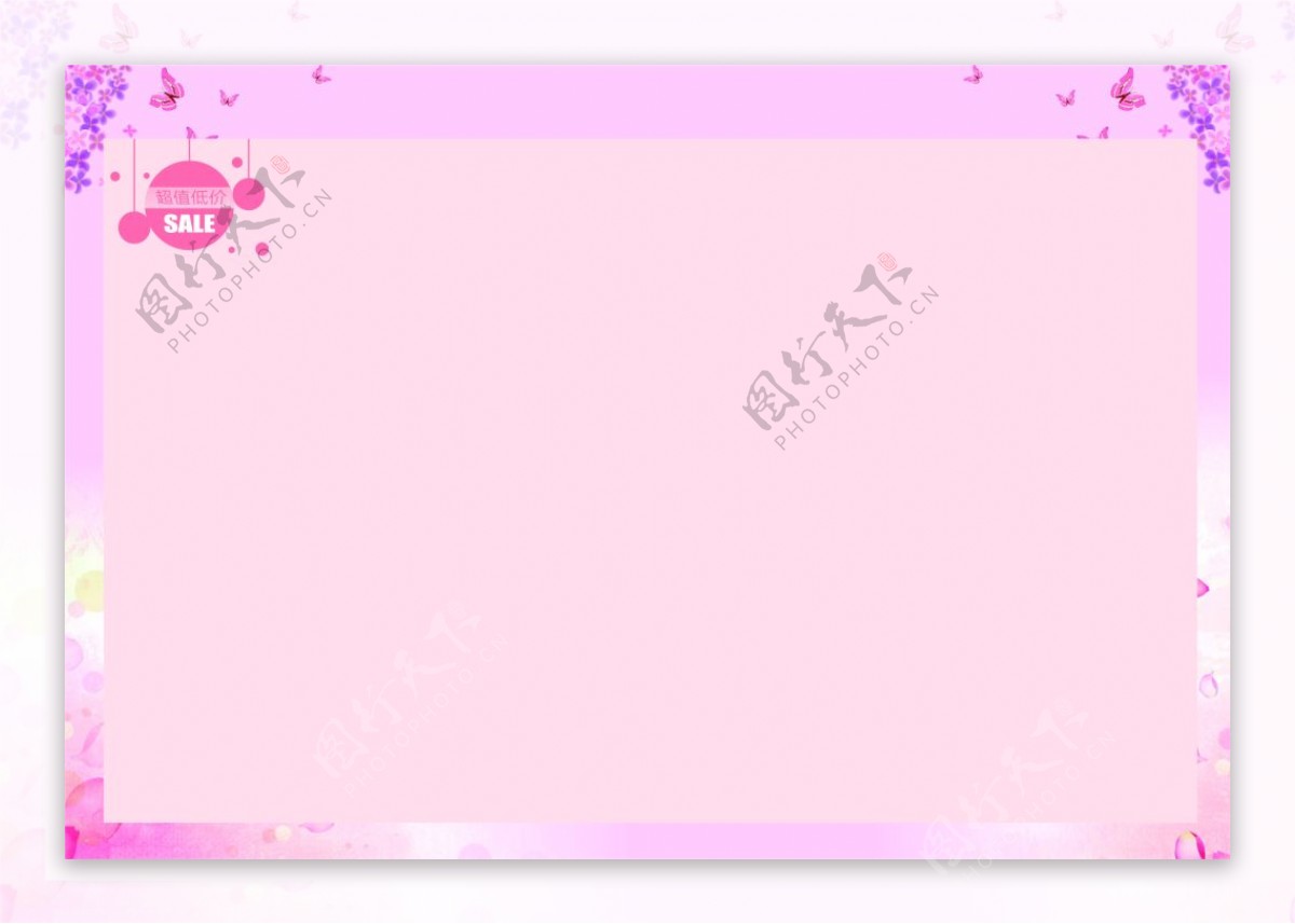粉色边框花朵蝴蝶背景