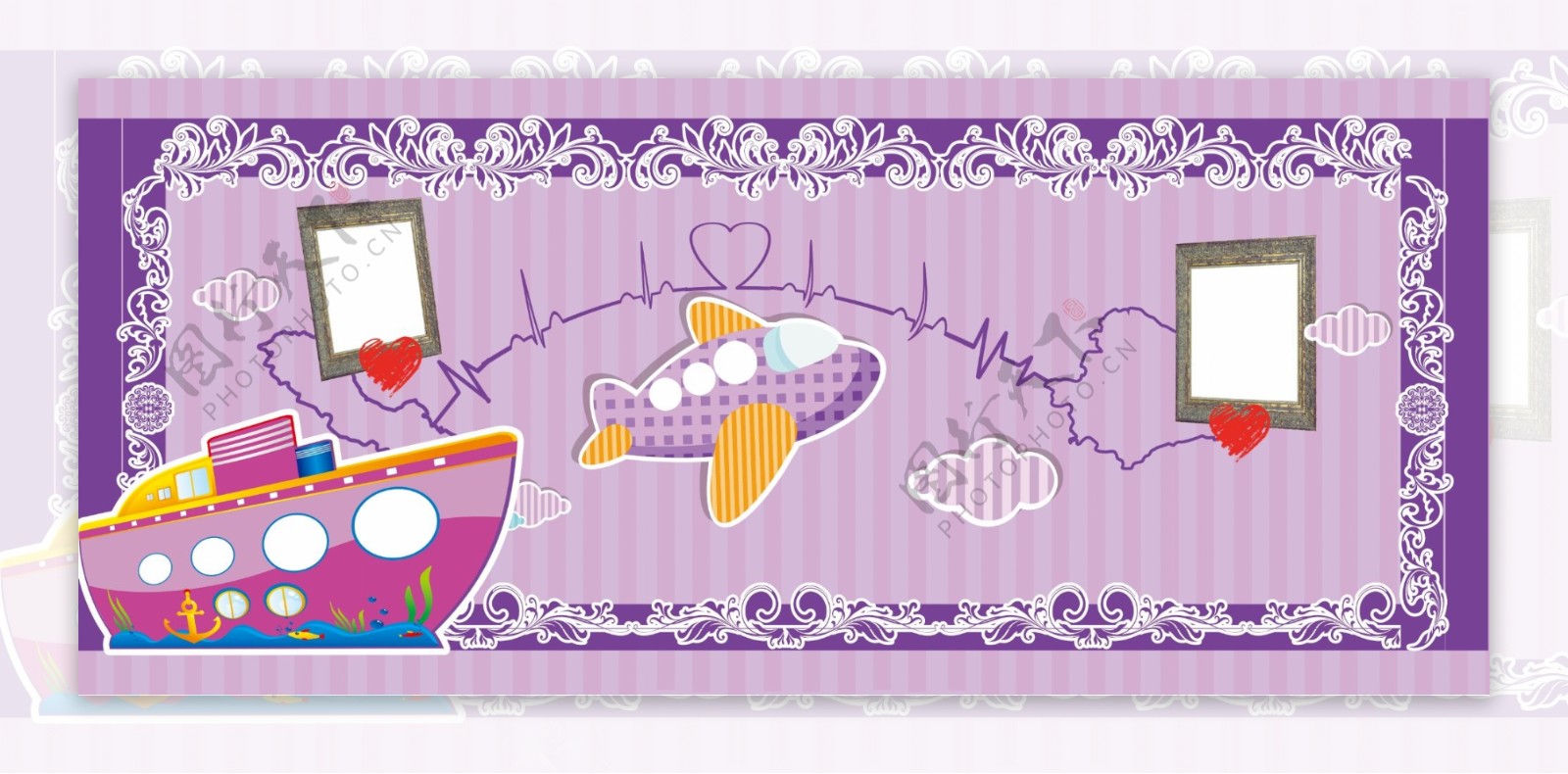 紫色浪漫婚礼背景模板下载