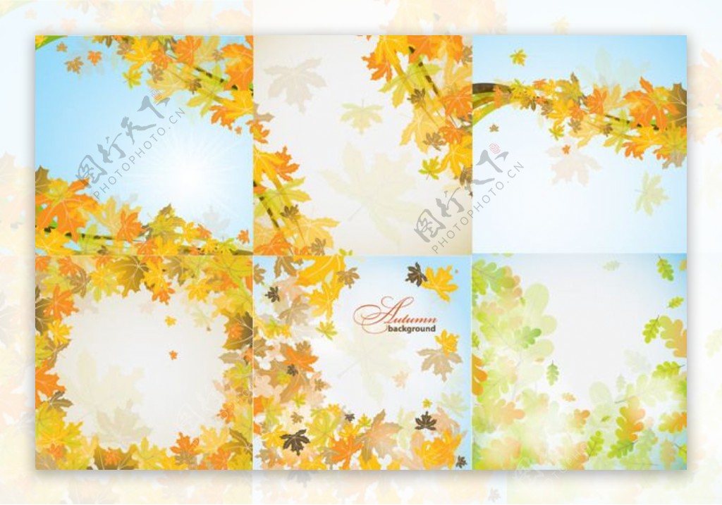 秋天落叶框架和背景包