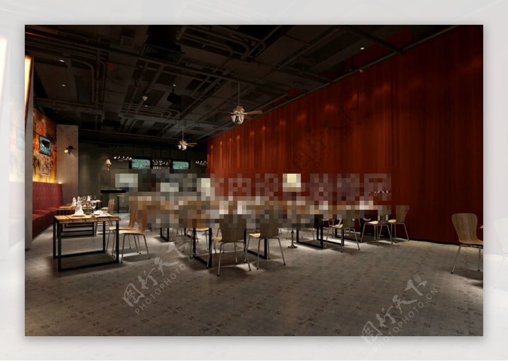 室内设计个性餐厅效果图制作模板