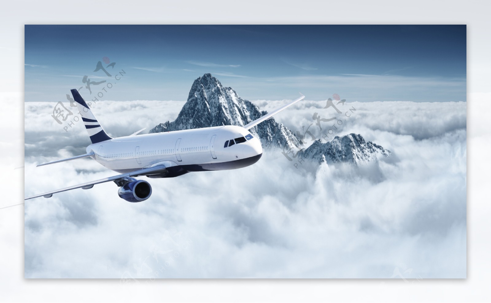 雪山飞机摄影素材图片