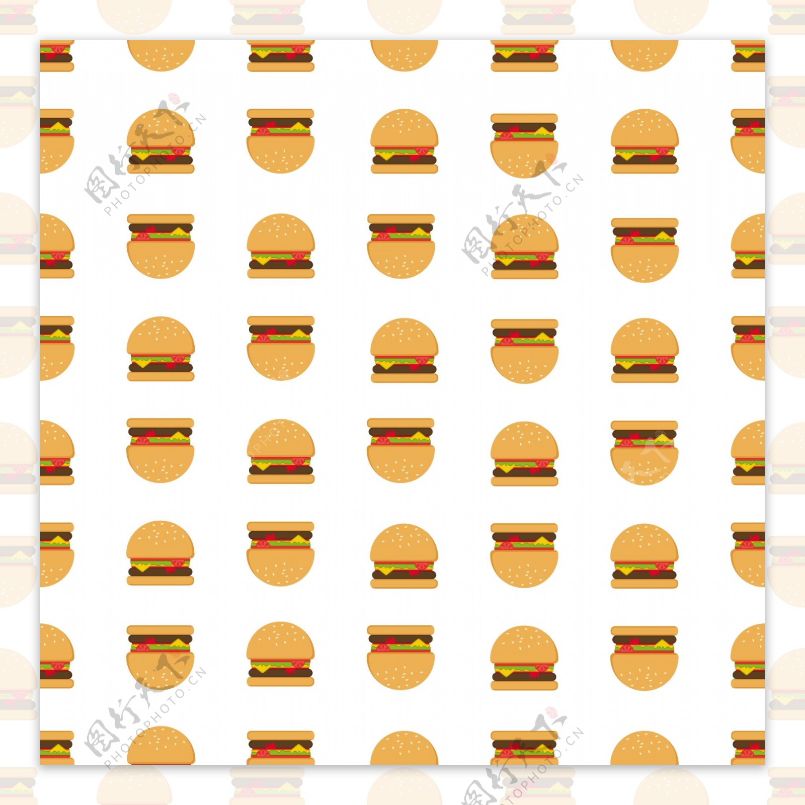 手绘各种汉堡装饰图案背景