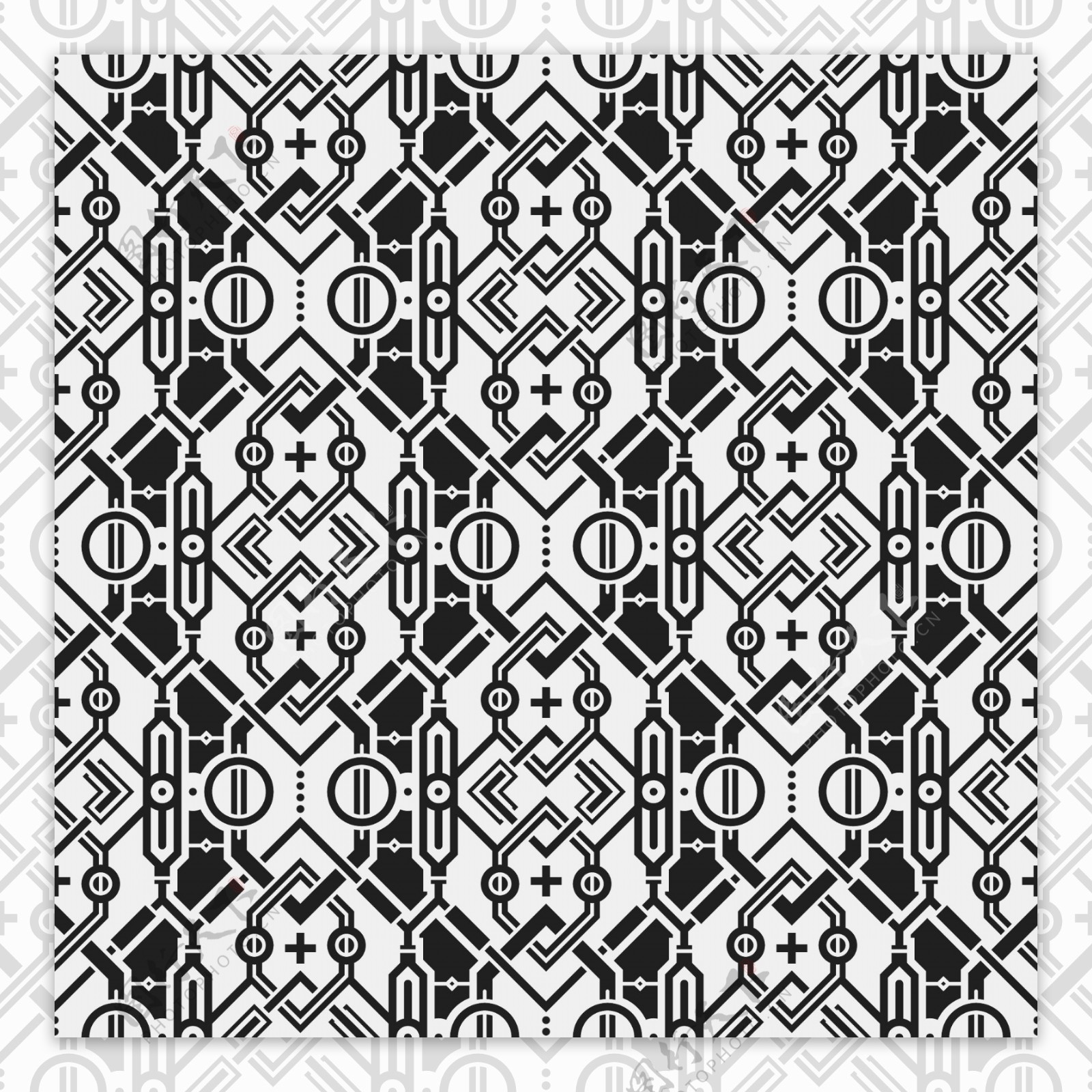 黑白几何抽象装饰图案
