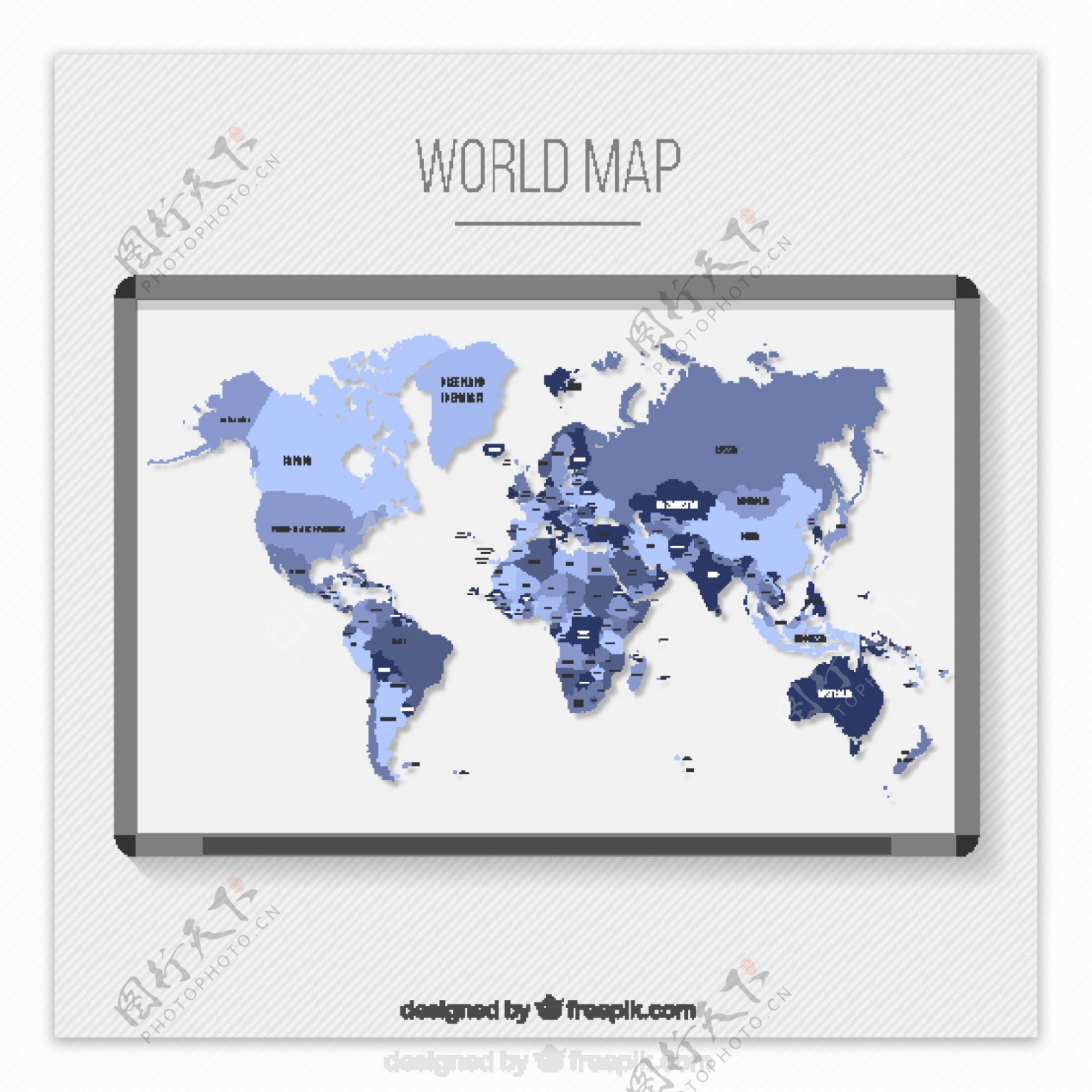 扁平风格世界地图平面设计素材