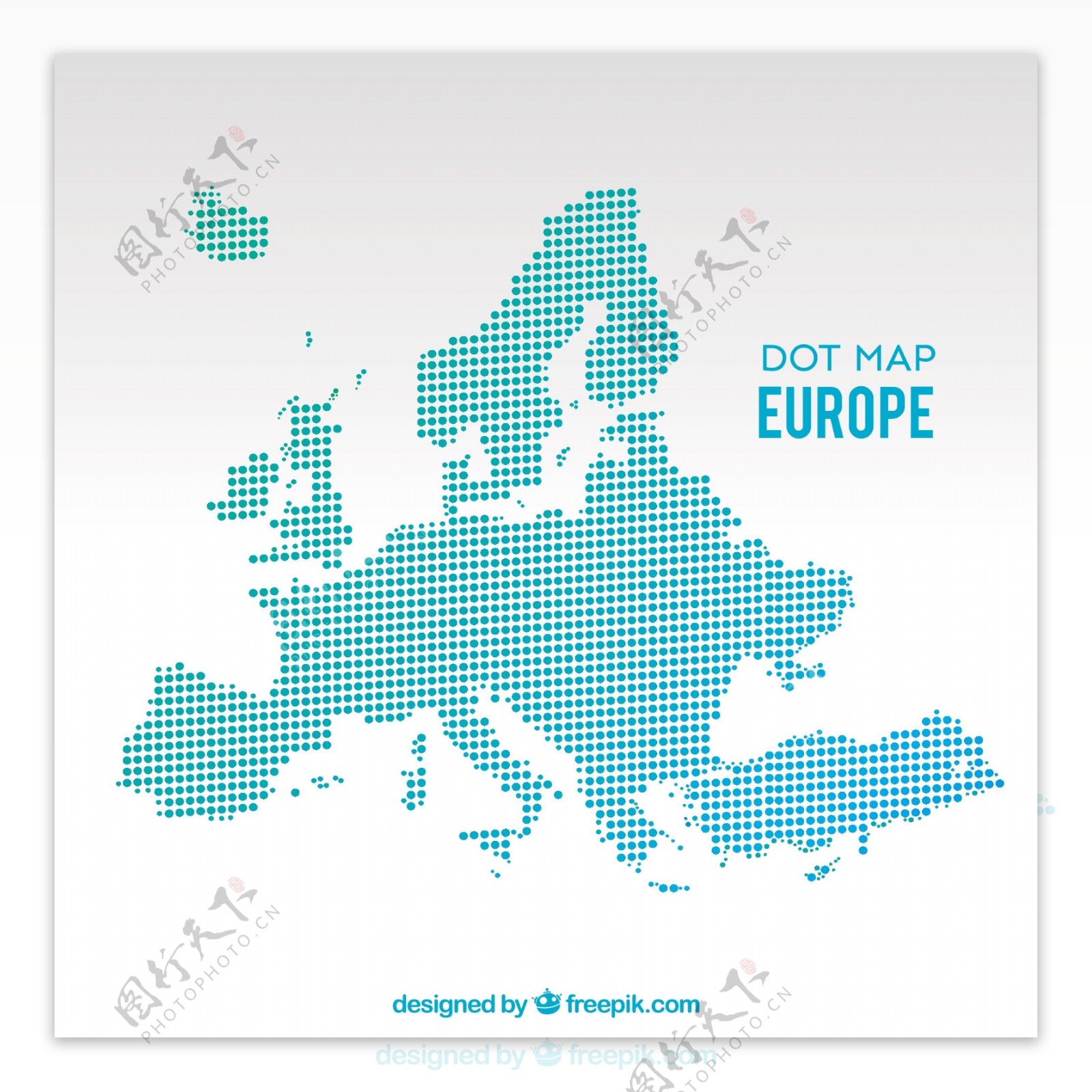 点状欧洲地图背景矢量素材