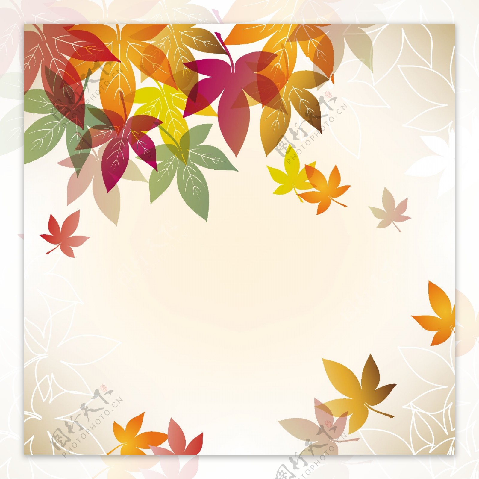 秋天美丽的叶子主题背景矢量免费