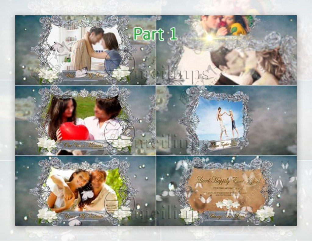华丽水晶画框中甜蜜的婚礼相册AE模板1