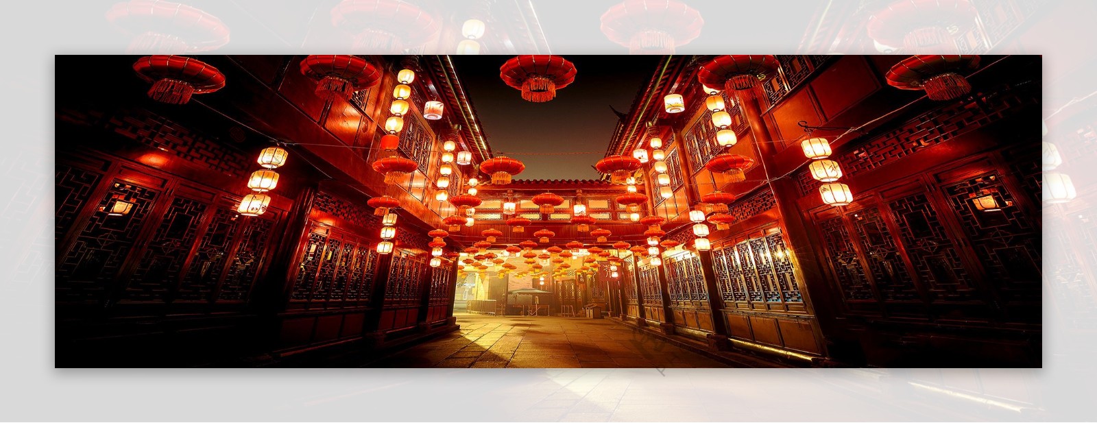 中式街道建筑红色灯笼喜庆