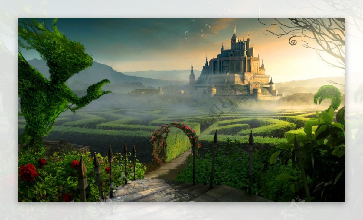 魔幻仙境城堡海报背景素材