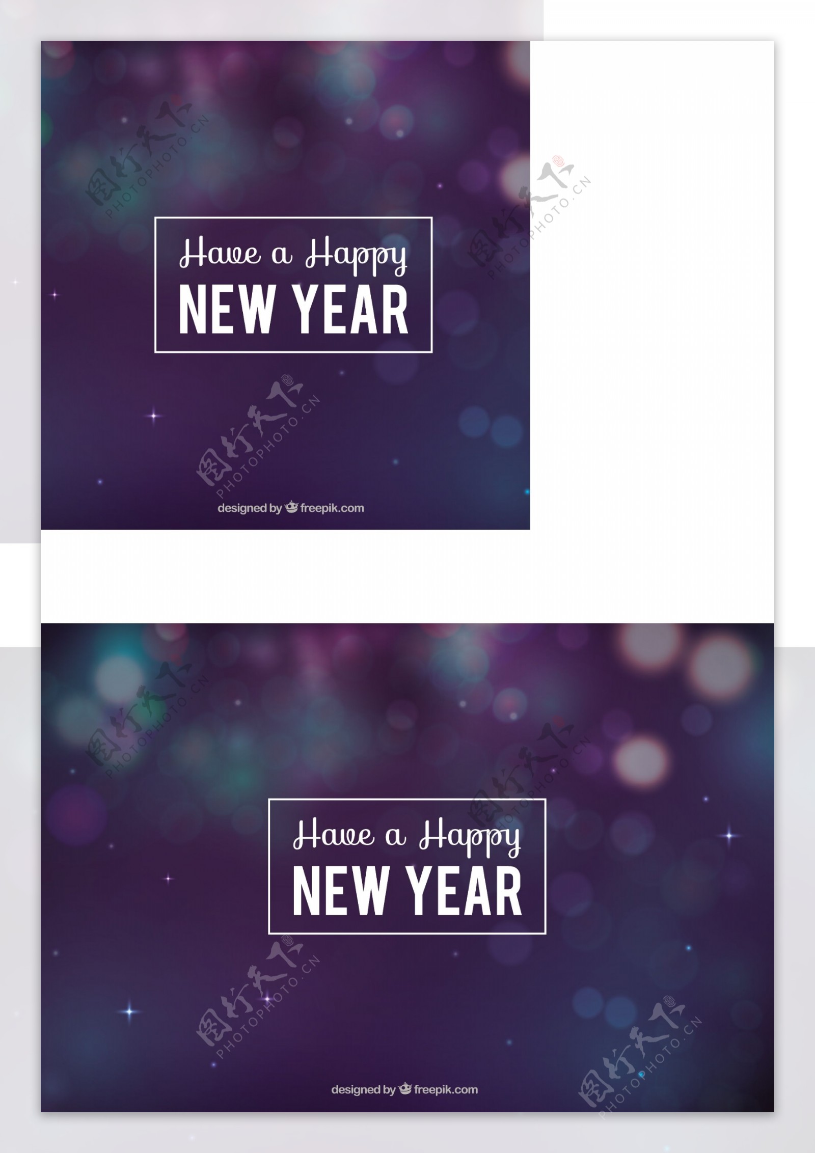 在蓝色和紫色色调的背景虚化的新年背景