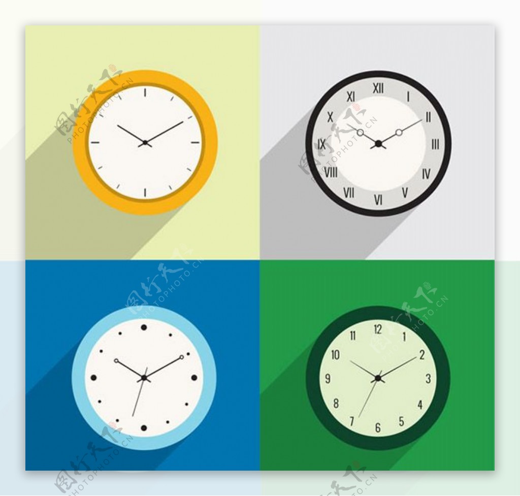 彩色时钟设计矢量素材下载