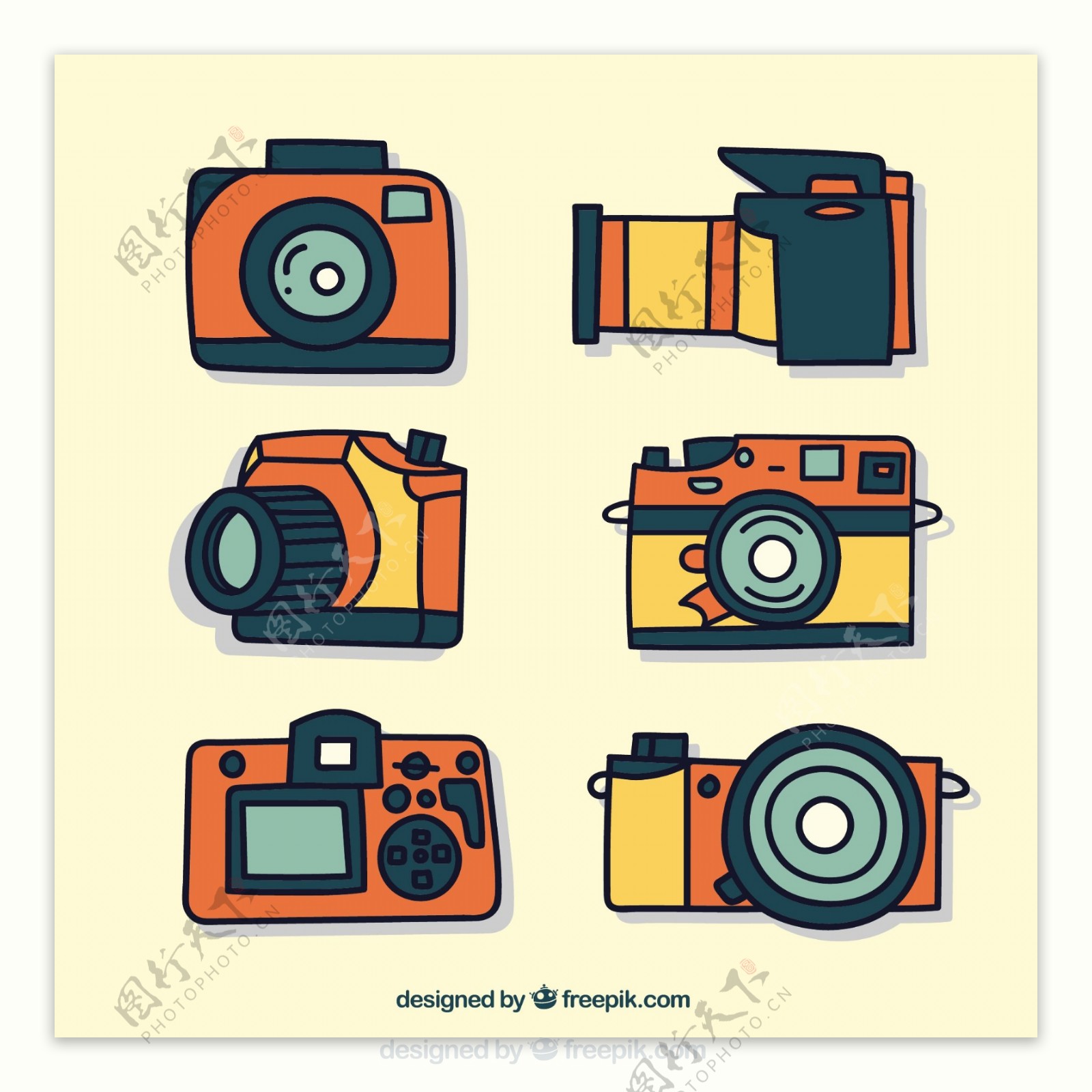 橙色和黄色的相机收藏
