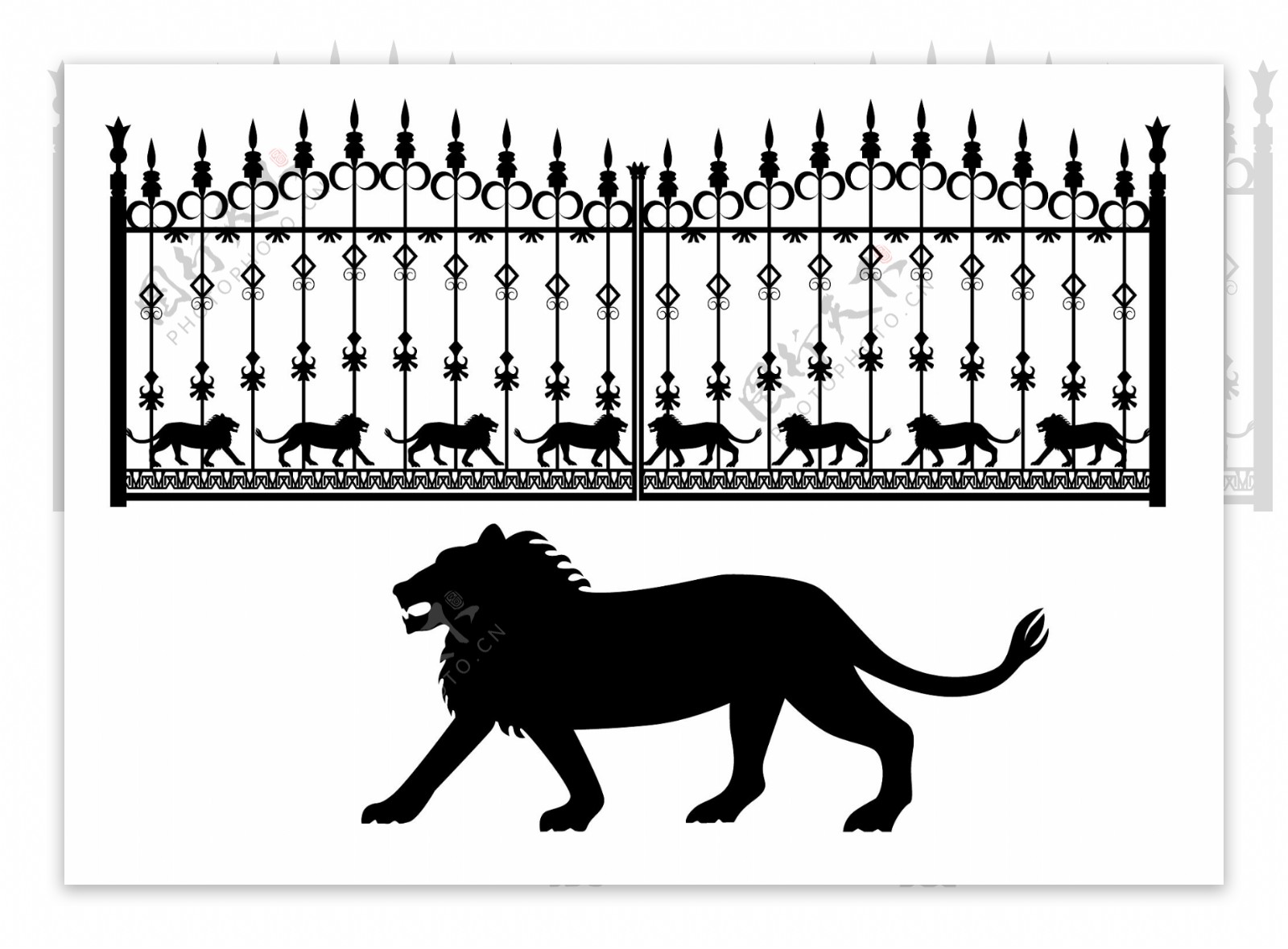 狮子投影和铁门