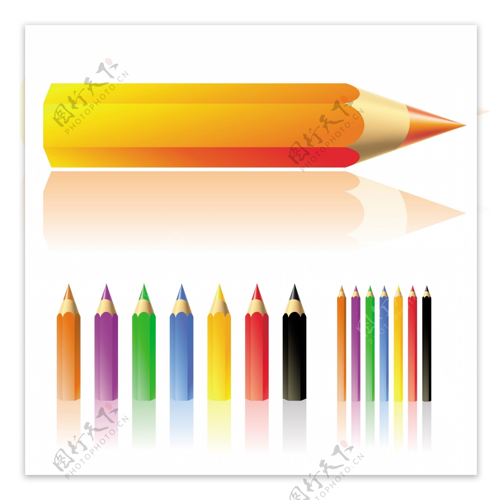 大量的彩色铅笔