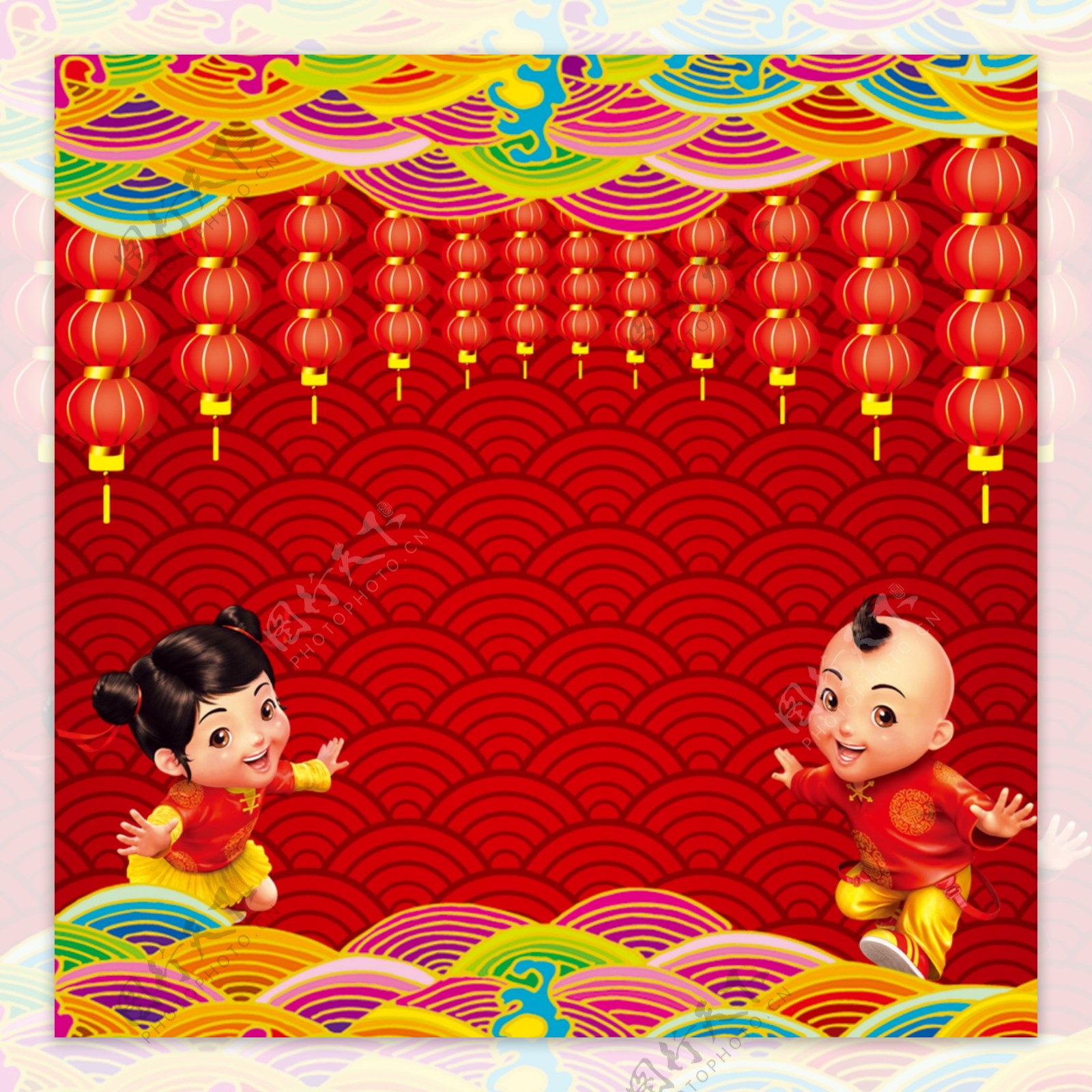 新年中国风纹理红色主图