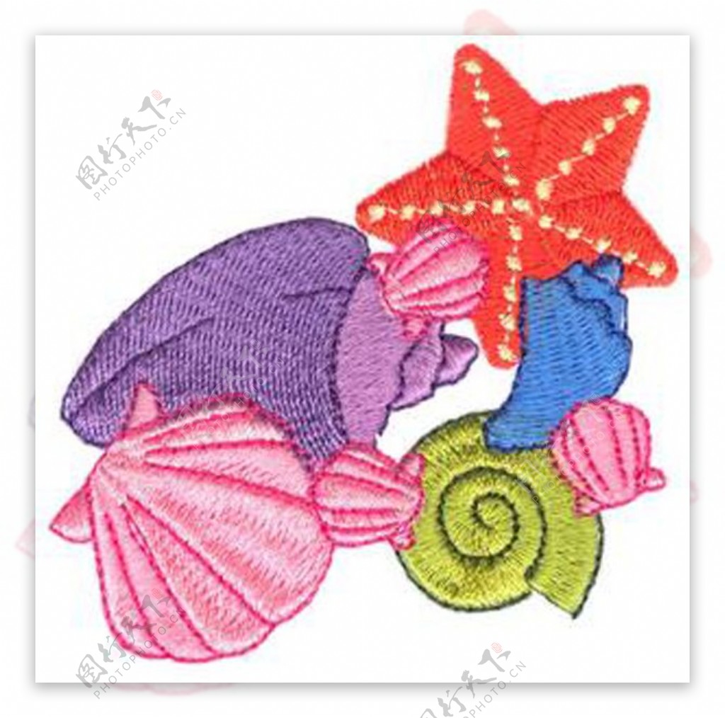绣花动物海螺海贝海星免费素材
