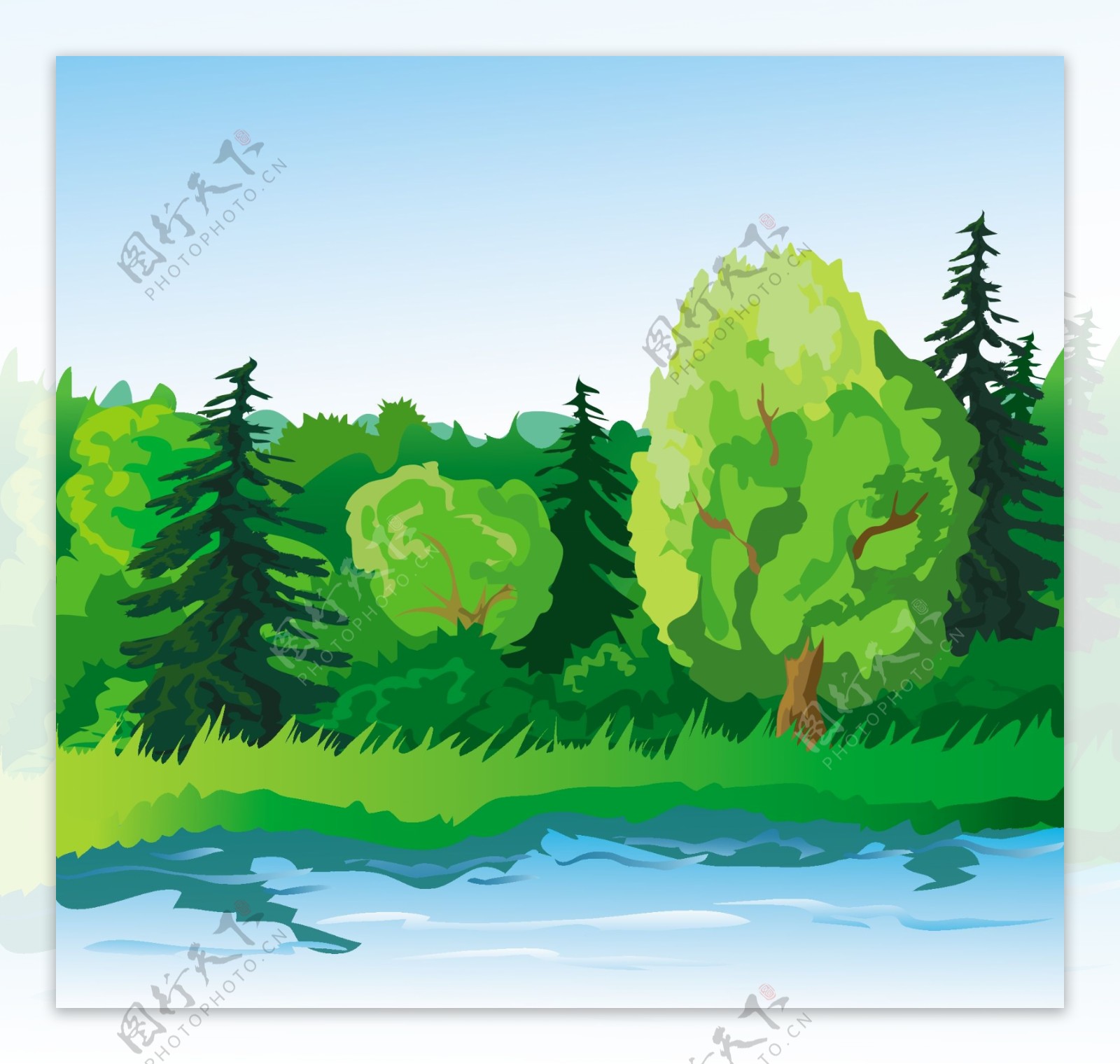 绿色森林插画