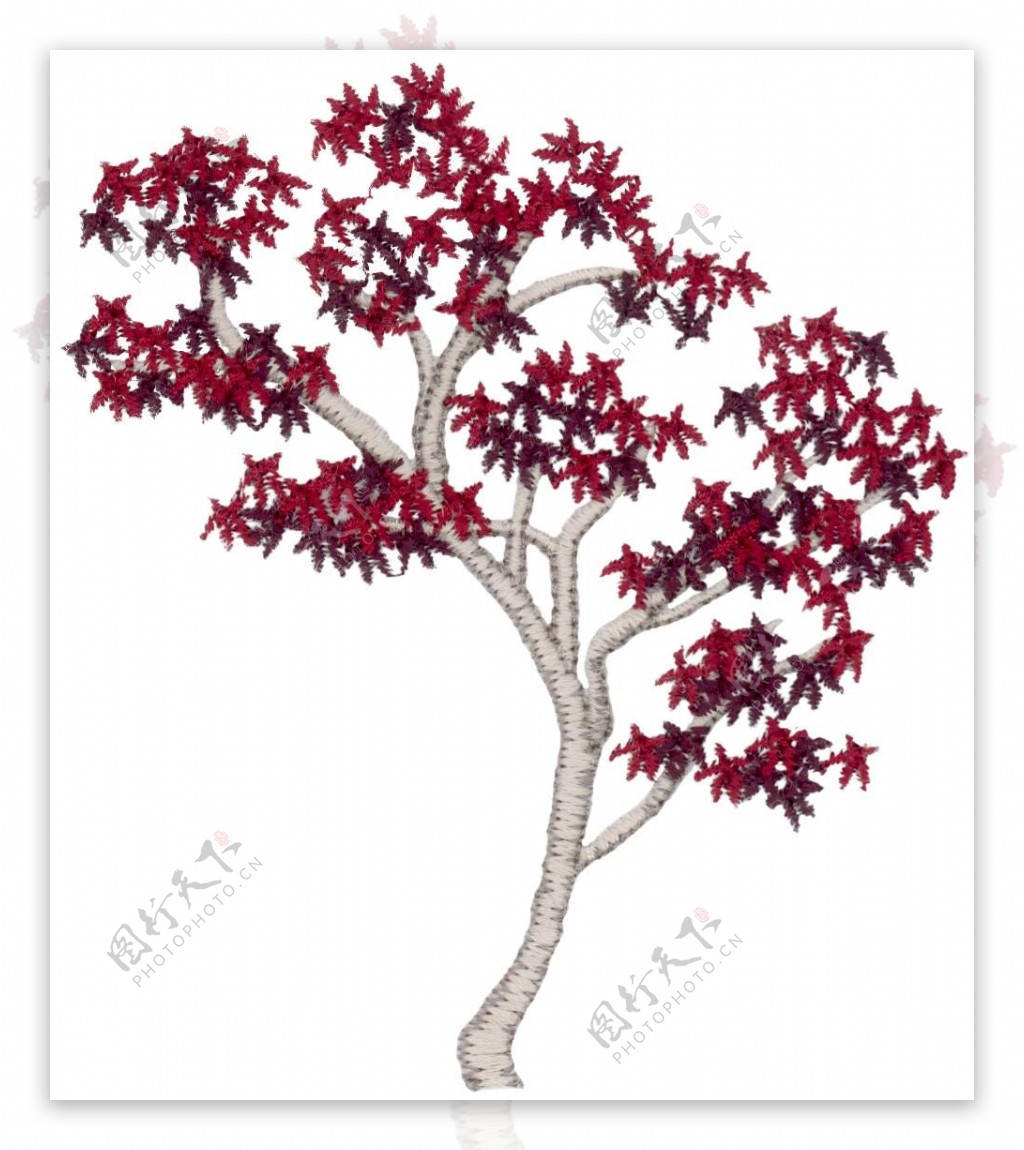 绣花植物树色彩紫色免费素材