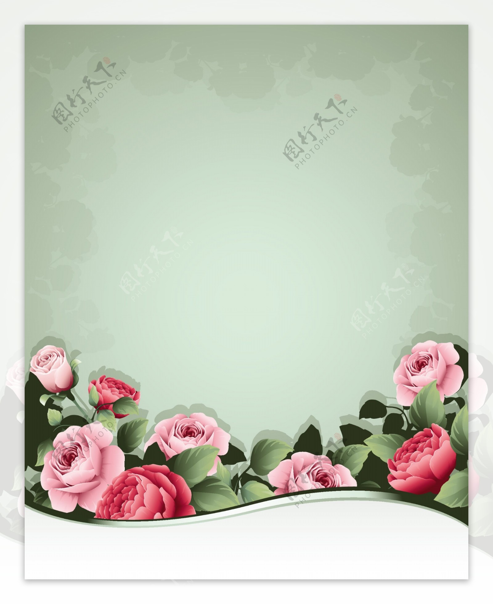 卡通玫瑰花朵矢量素材背景