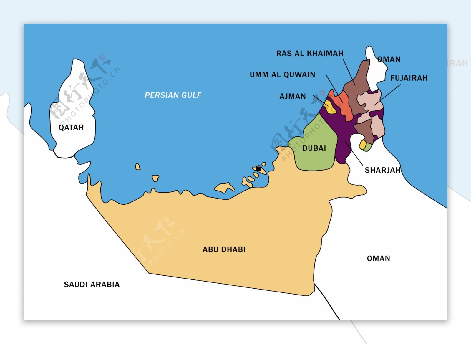 阿联酋地图矢量边界