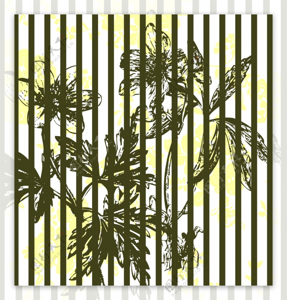 植物叶子线条背景图案