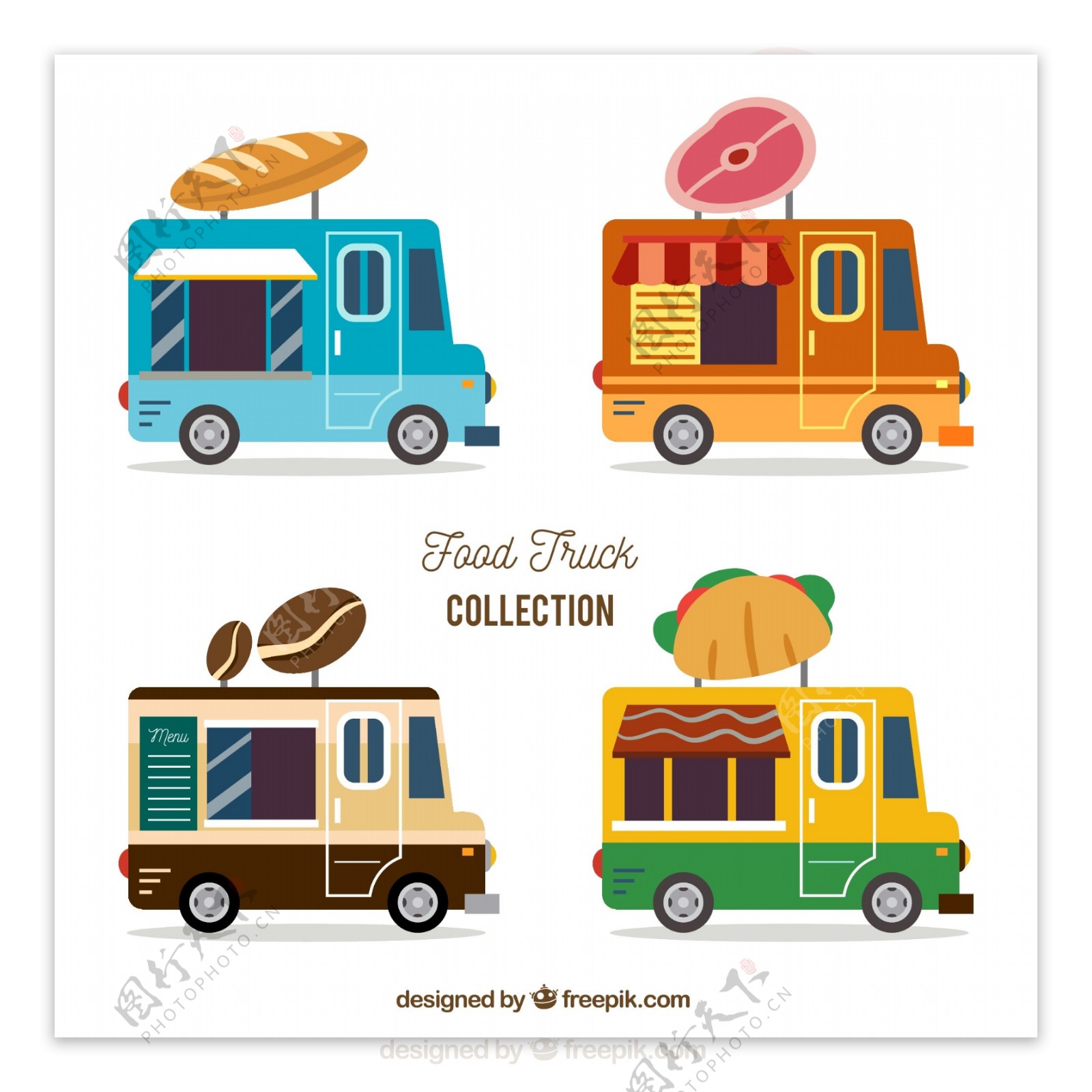 彩色食品卡车系列