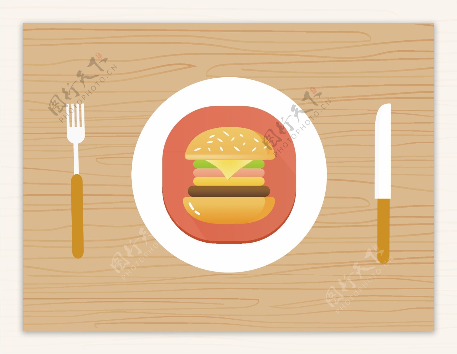 汉堡图标卡通矢量素材