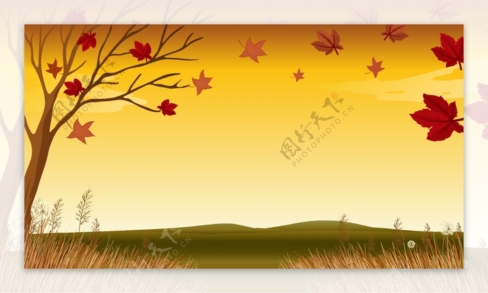 秋天里的风景插画