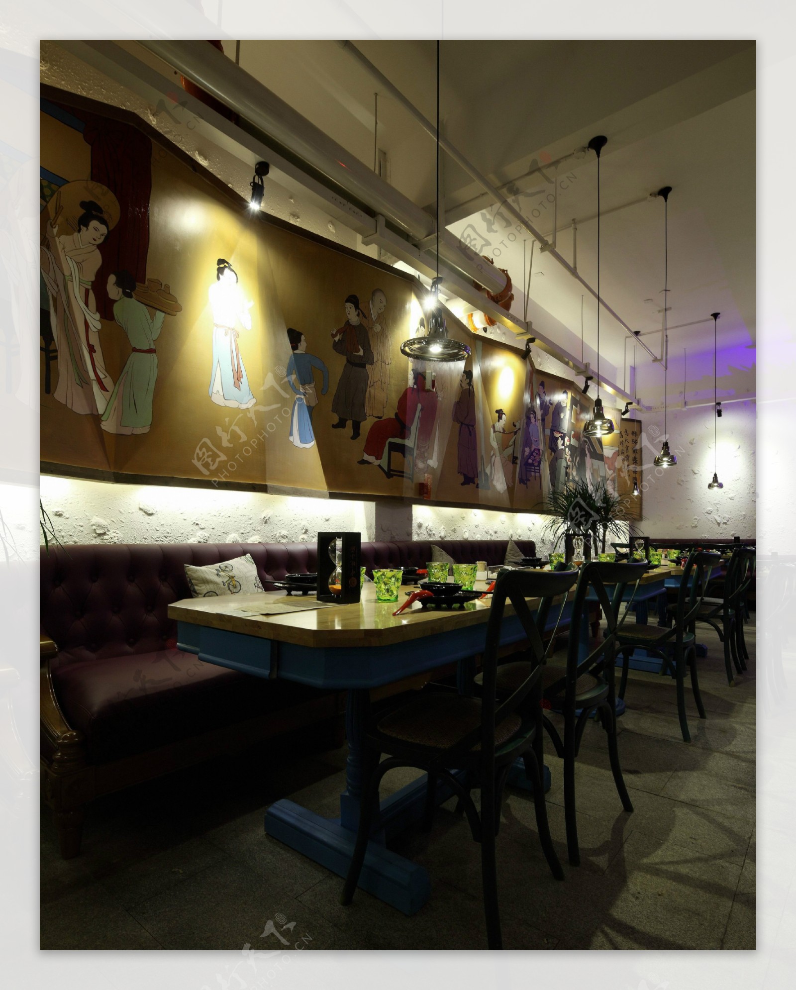 中式室内餐厅背景墙效果图