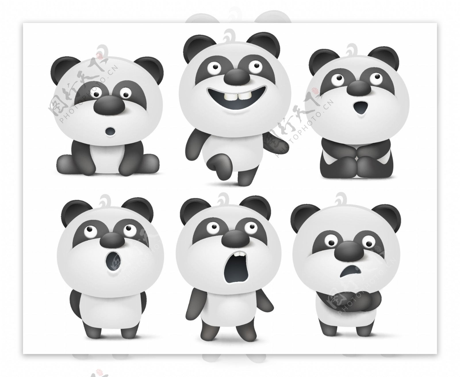 黑色卡通可爱大熊猫表情包