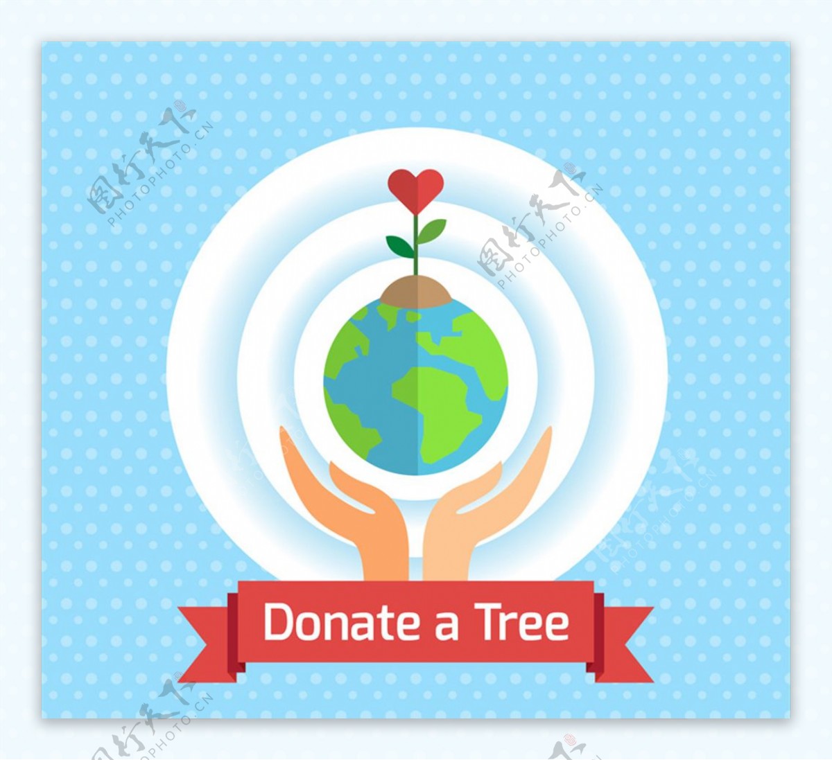 捐赠一棵树保护地球海报矢量图