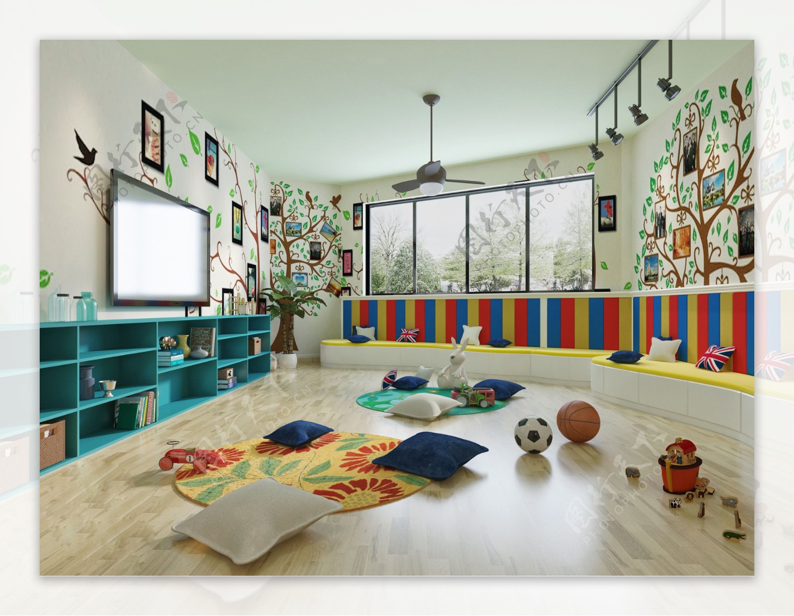 现代大型幼儿园休息室装修效果图