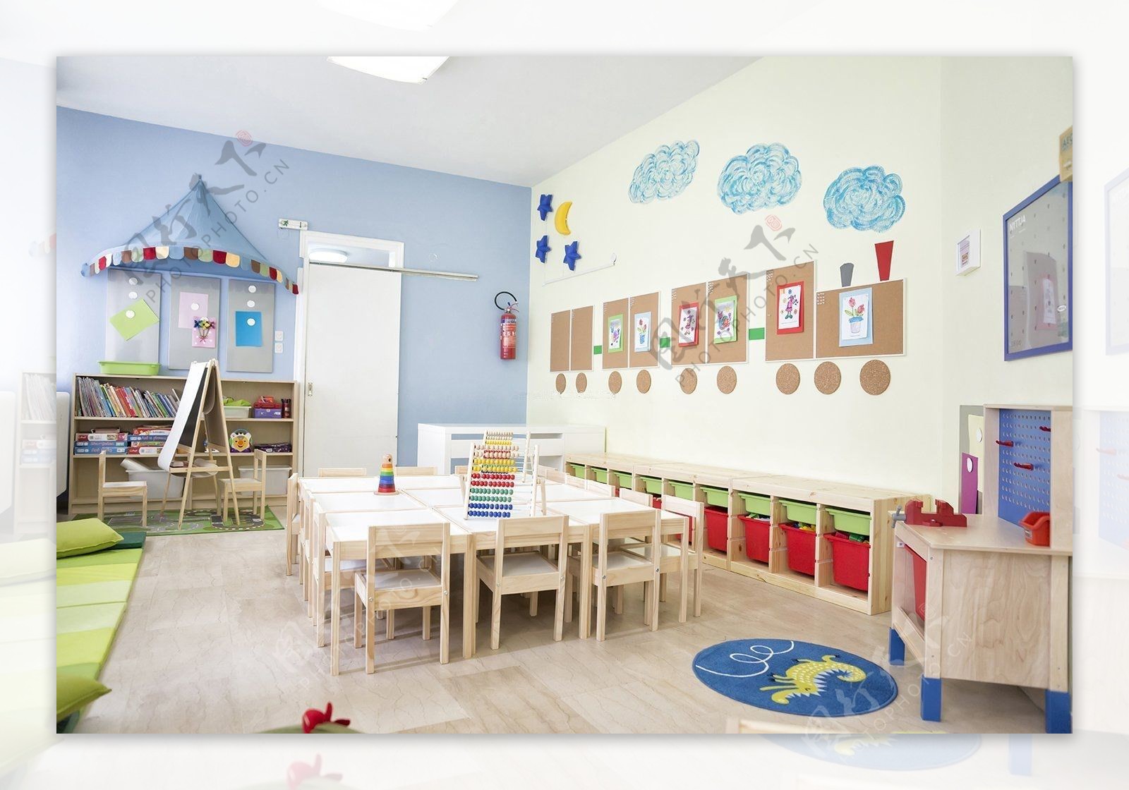 现代幼儿园墙饰工装设计效果图