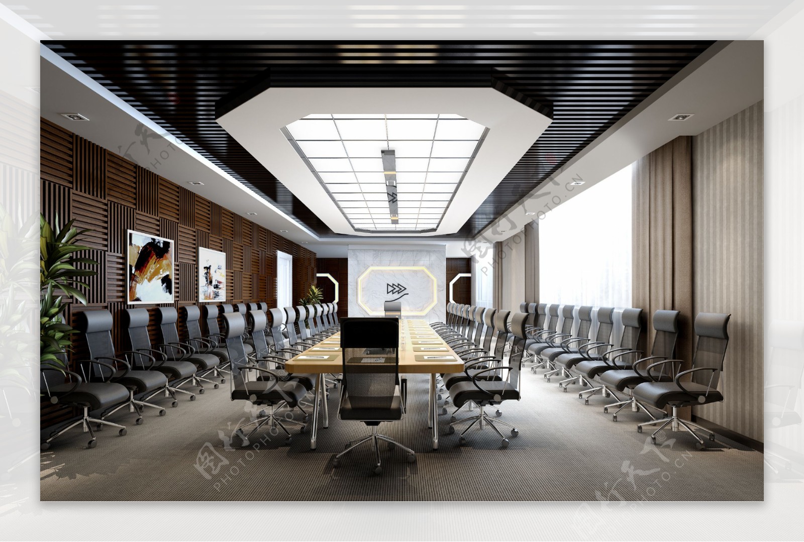 欧式时尚奢华风格办公室会议室装修效果图