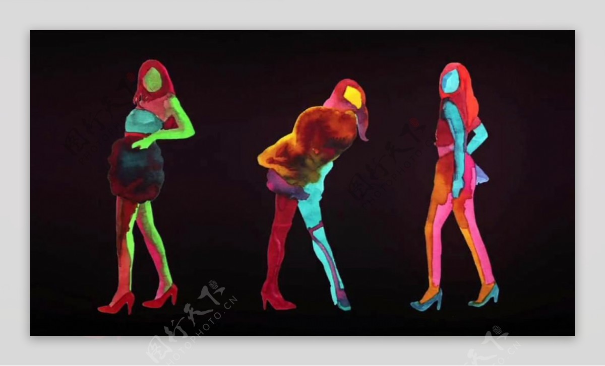 霓虹人物酒吧舞蹈循环视频素材