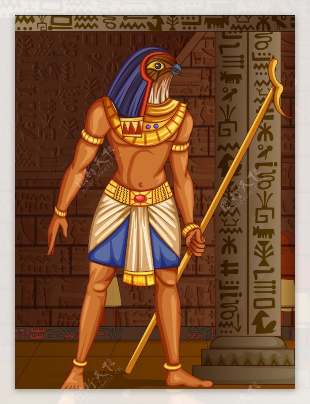 拿着权杖的埃及兽人矢量素材